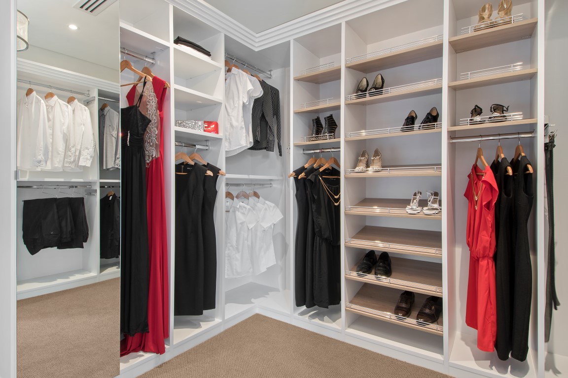 Walk in Wardrobe/Dressing Room Sydney . Glass shelves for hand bag display  - Contemporary - Closet - Sydney - by Clever Closet Company